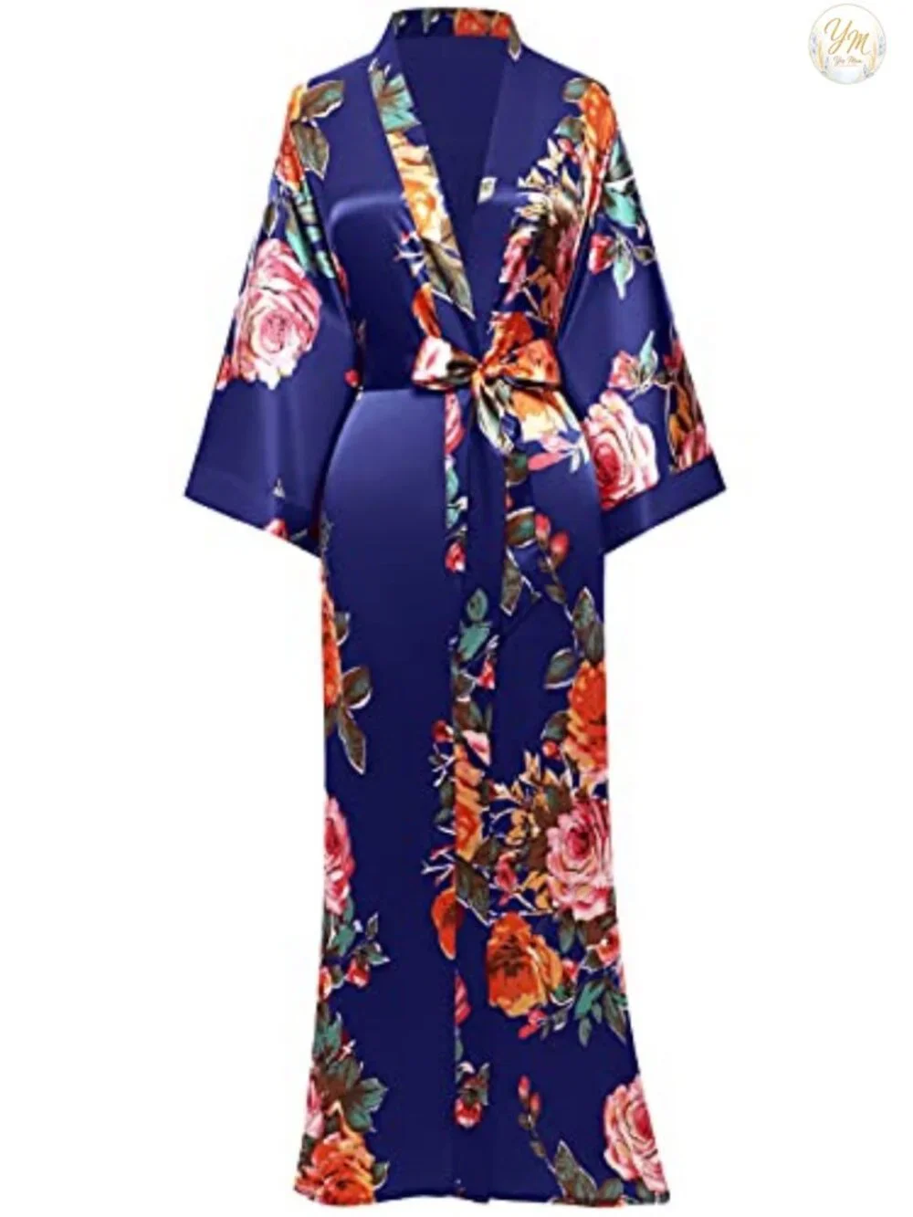 Satin Kimono Robe Women Long Floral Lounge Wear Pockets Silky Ankle Length